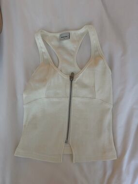 Revolve Abrand Ribbed Zip-Front Tank - Cream